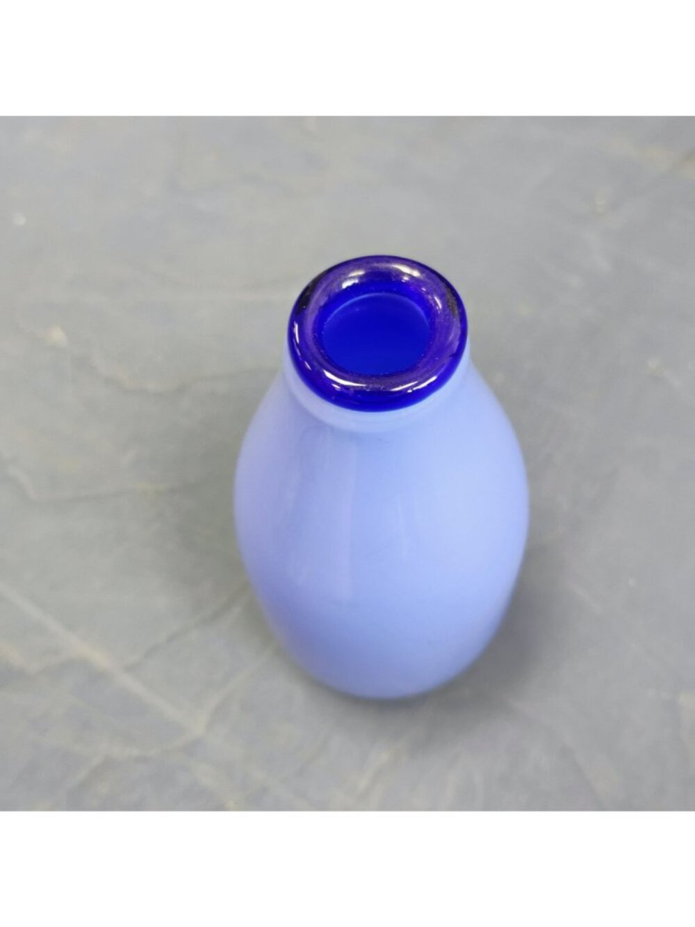 Cased Blue Glass Bud Vase With Glossy Finish 5" Modern Decorative Accent - Picture 2 of 7